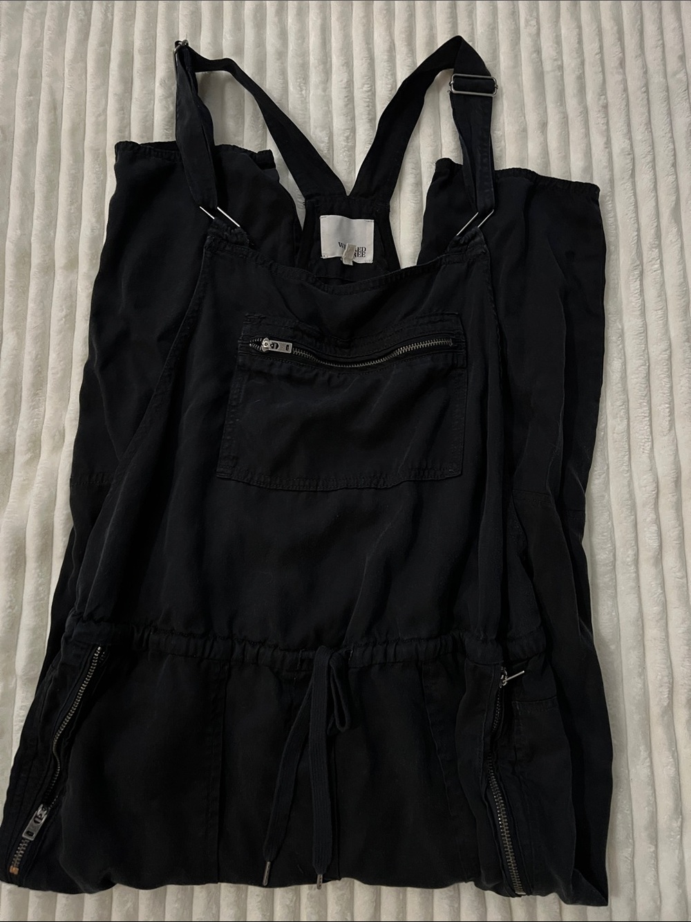 Wilfred Black Utility Jumpsuit with Front Zipper Pocket